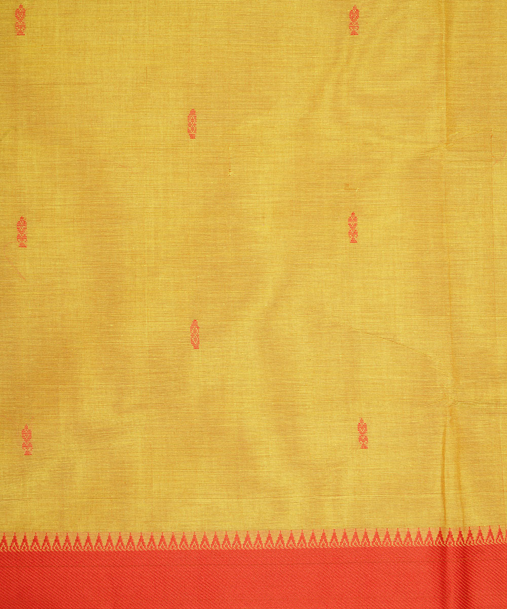 Cyber green orange border cotton venkatagiri handwoven saree