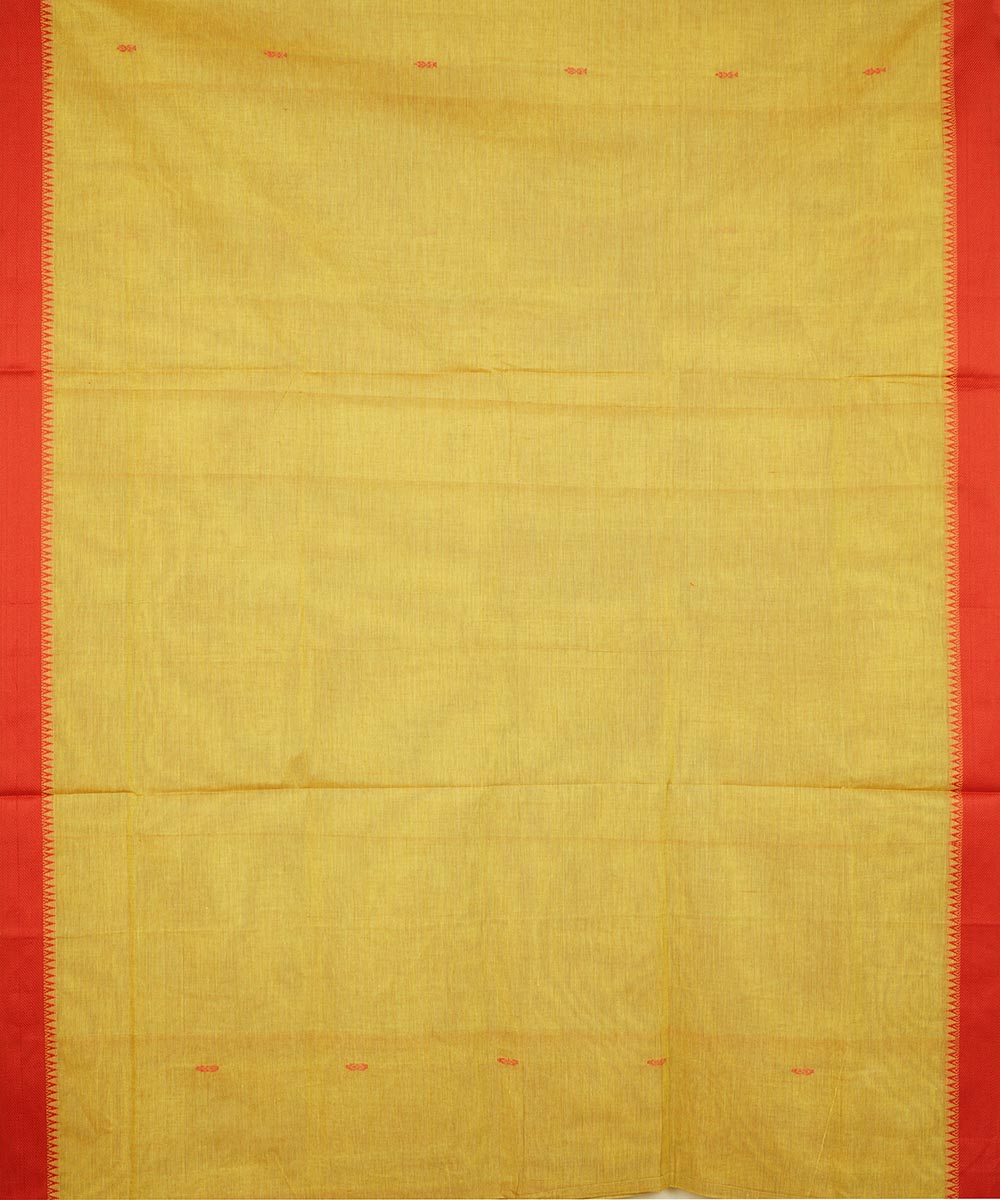 Cyber green orange border cotton venkatagiri handwoven saree