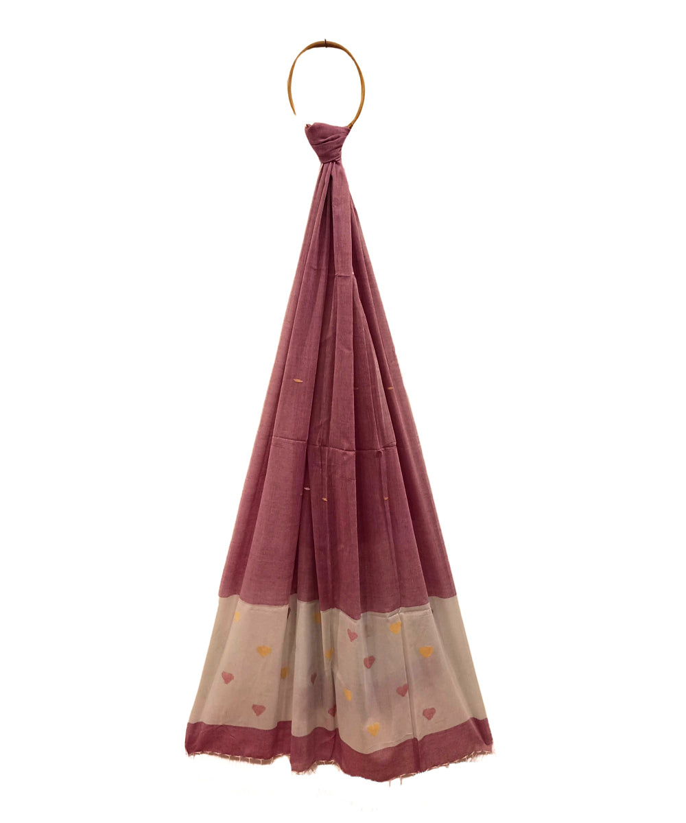 Rust offwhite handwoven cotton jamdani dupatta