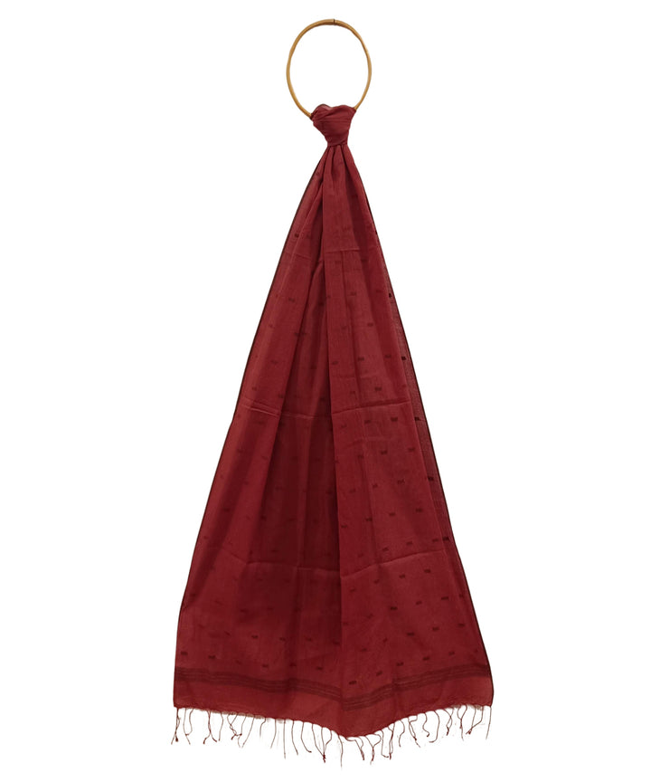 Maroon handwoven cotton jamdani dupatta