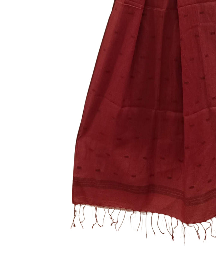 Maroon handwoven cotton jamdani dupatta