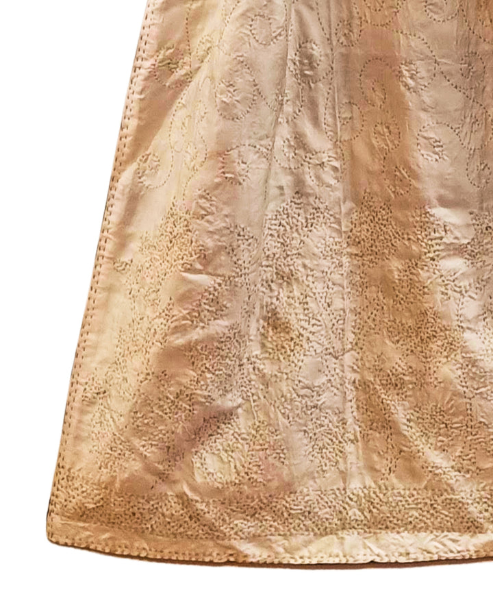 White handwoven silk kantha stitch stole