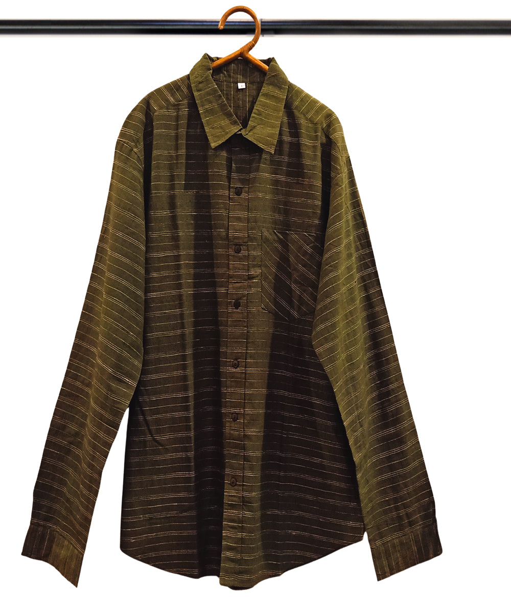 Olive green white full sleeve shirt