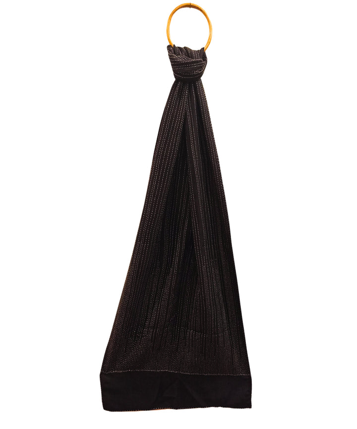 Black handloom silk kantha stitch stole