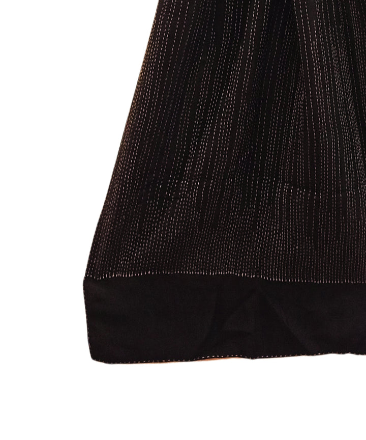 Black handloom silk kantha stitch stole