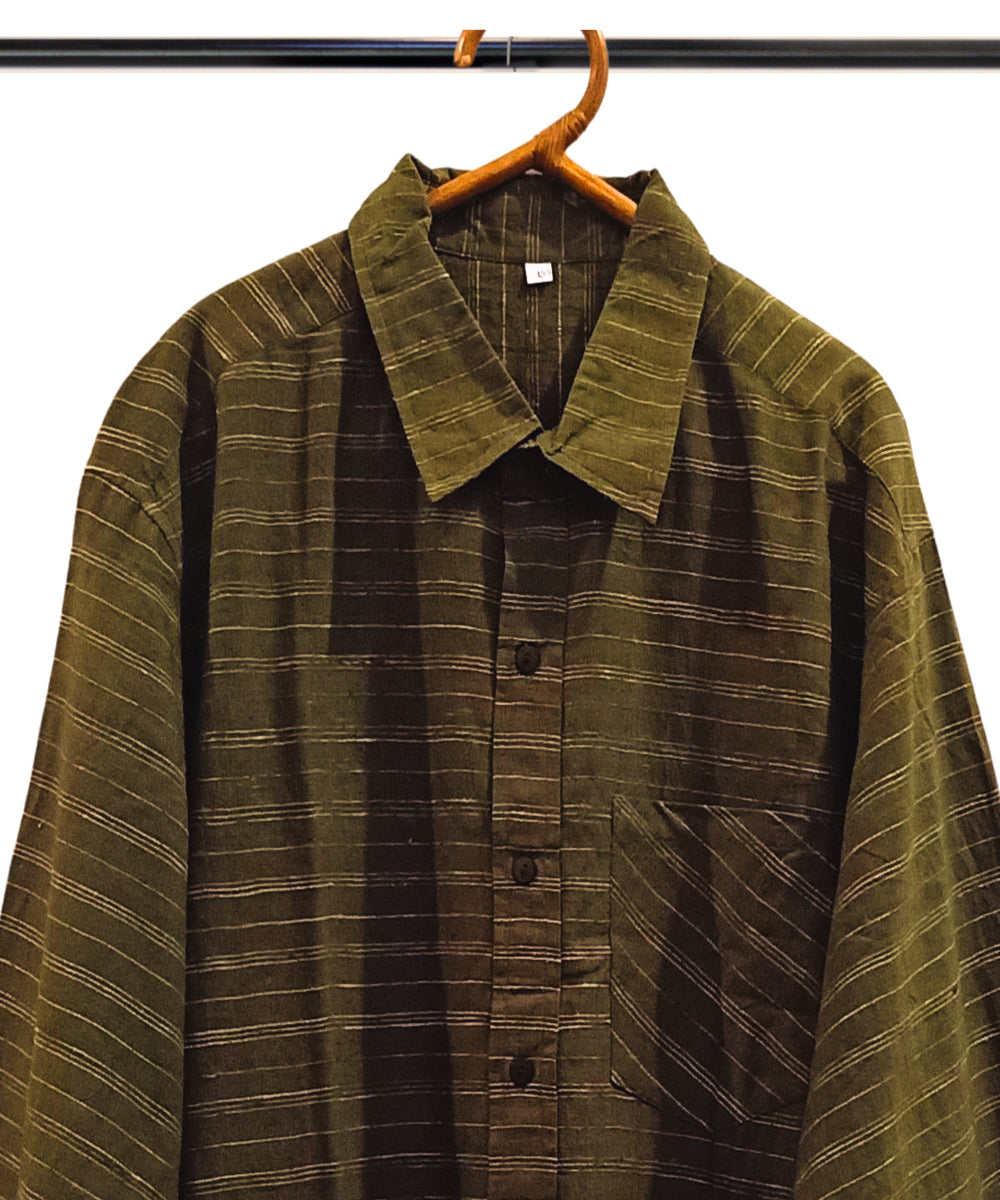 Olive green white full sleeve shirt