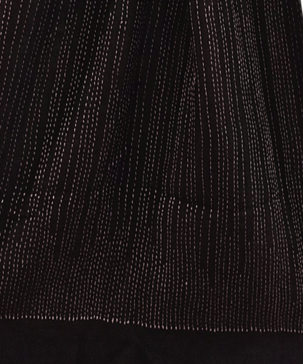 Black handloom silk kantha stitch stole
