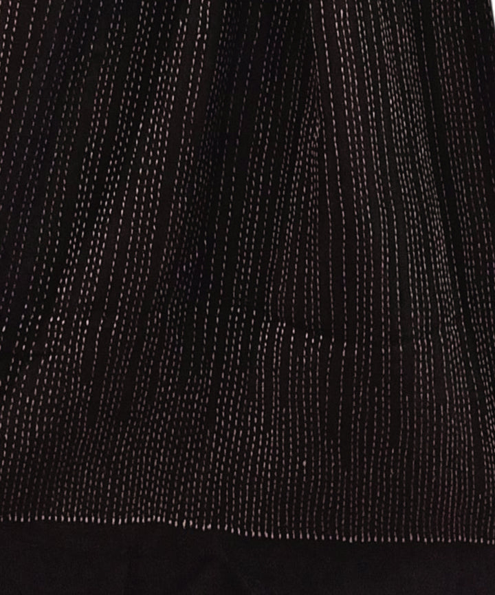 Black handloom silk kantha stitch stole