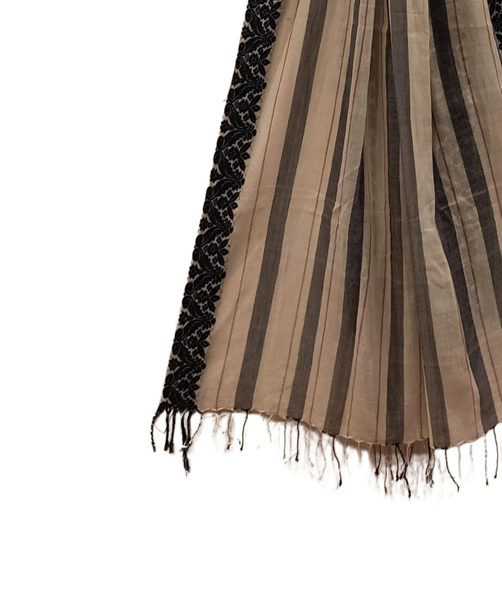 Black white handwoven cotton bengal dupatta