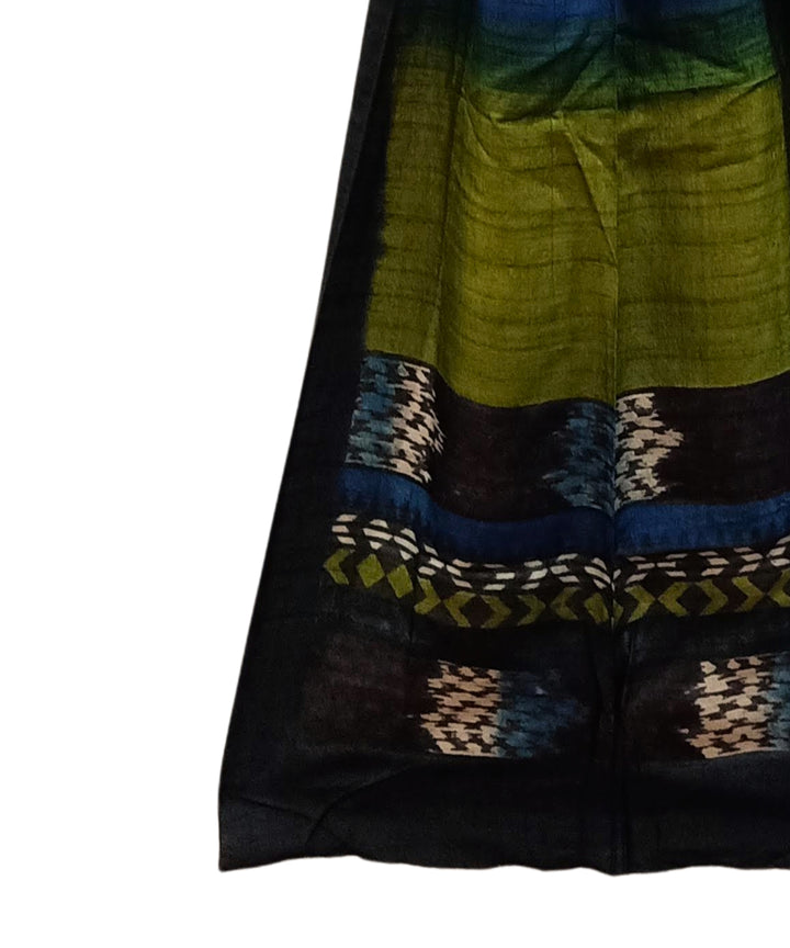 Multicolor handloom tussar silk block print stole