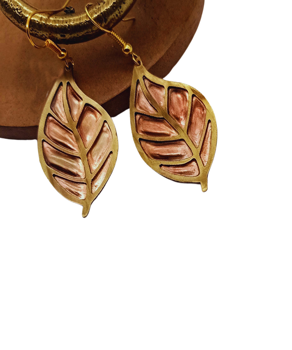 Golden rust handcrafted copper brass earring