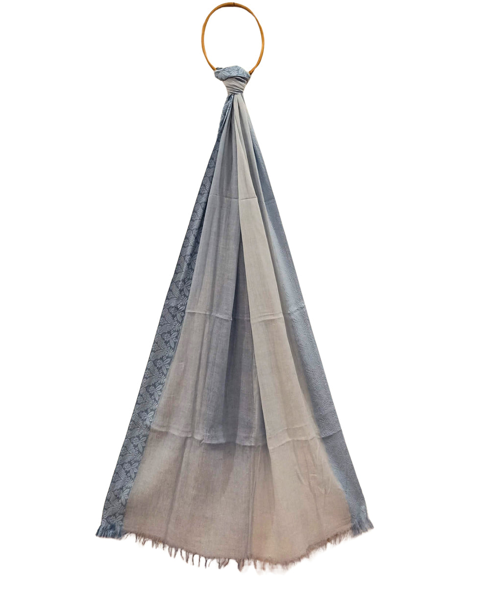 Navy blue handwoven cotton bengal dupatta