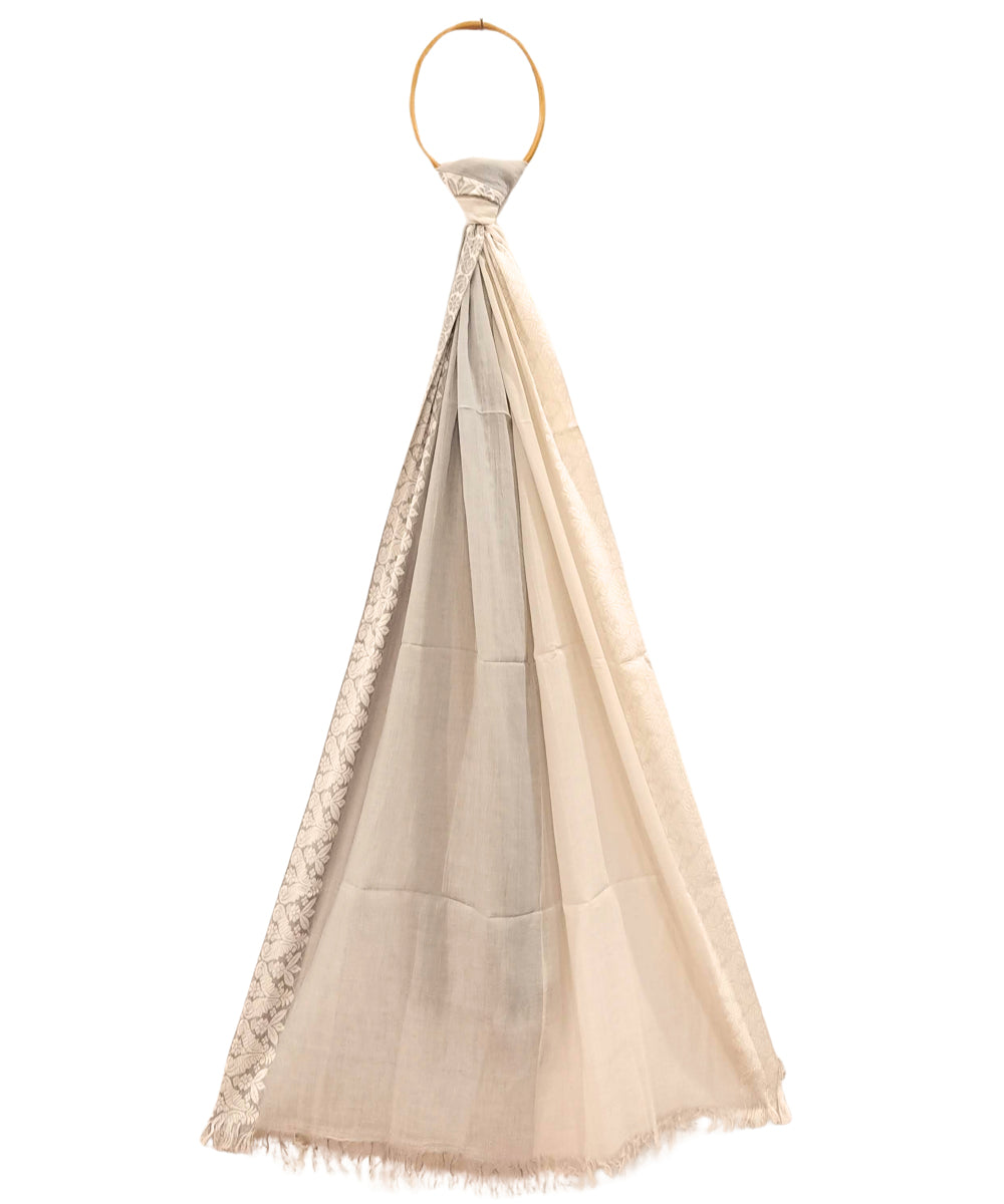 White handwoven bengal cotton dupatta