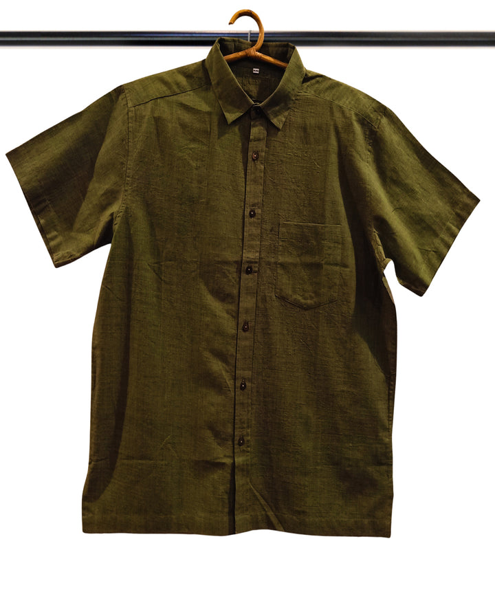 Olive green half sleeve olive green shirt