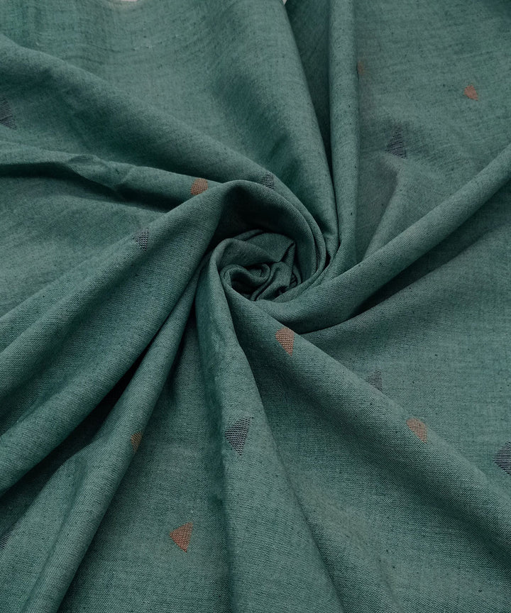 Sea green multicolour motifs handwoven cotton jamdani fabric