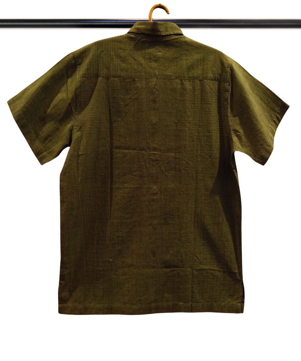 Olive green half sleeve olive green shirt