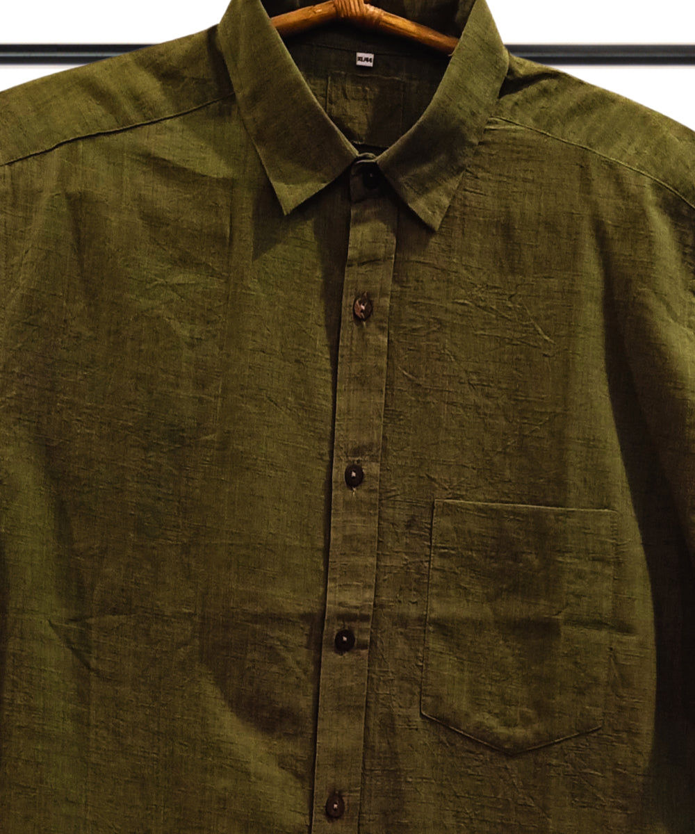 Olive green half sleeve olive green shirt