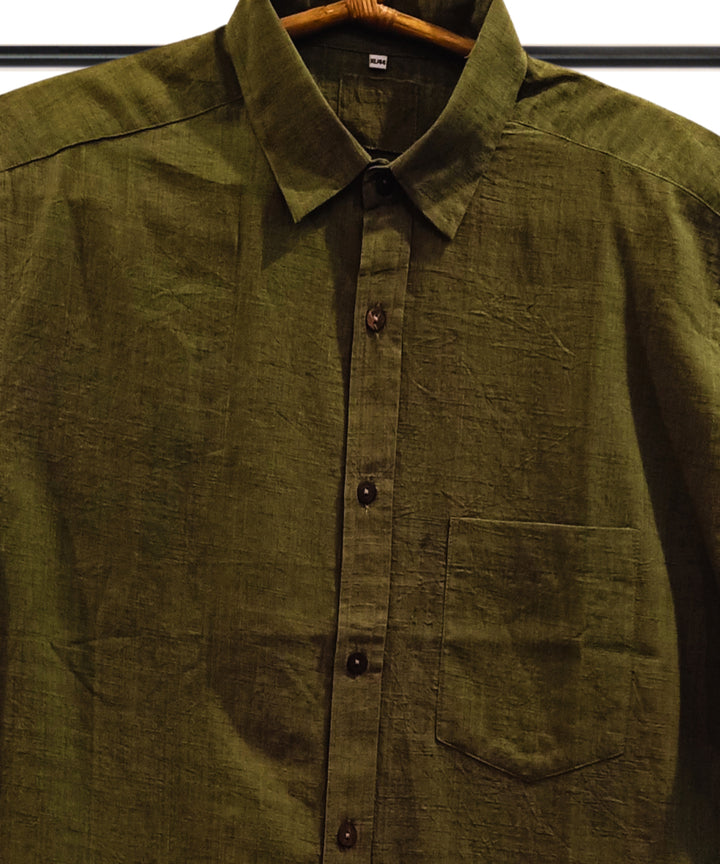 Olive green half sleeve olive green shirt