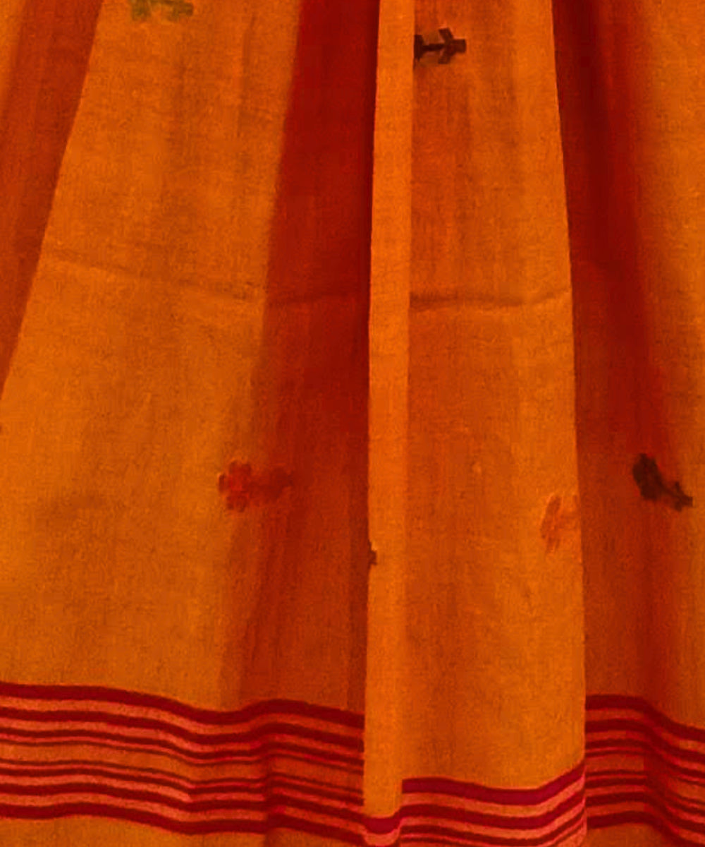 Orange handwoven cotton jamdani stole