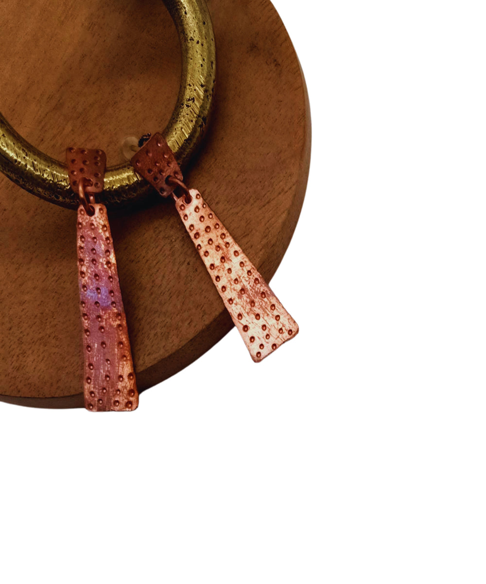 Handmade rust copper earring