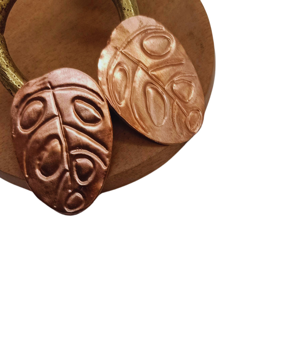 Handcrafted rust copper earring