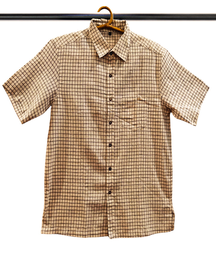 White black half sleeve checks shirt