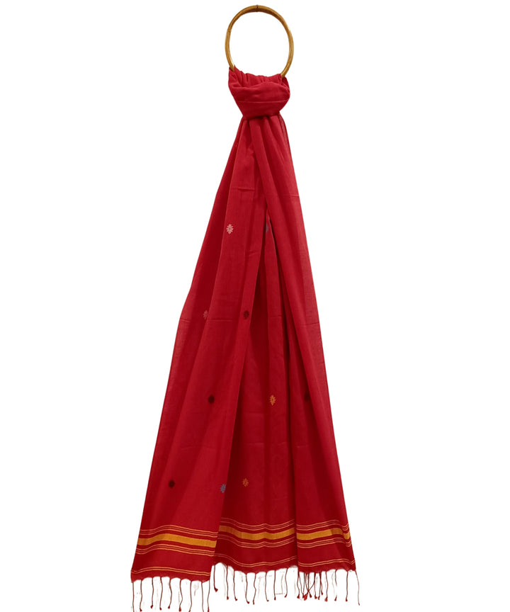 Red handwoven cotton jamdani stole
