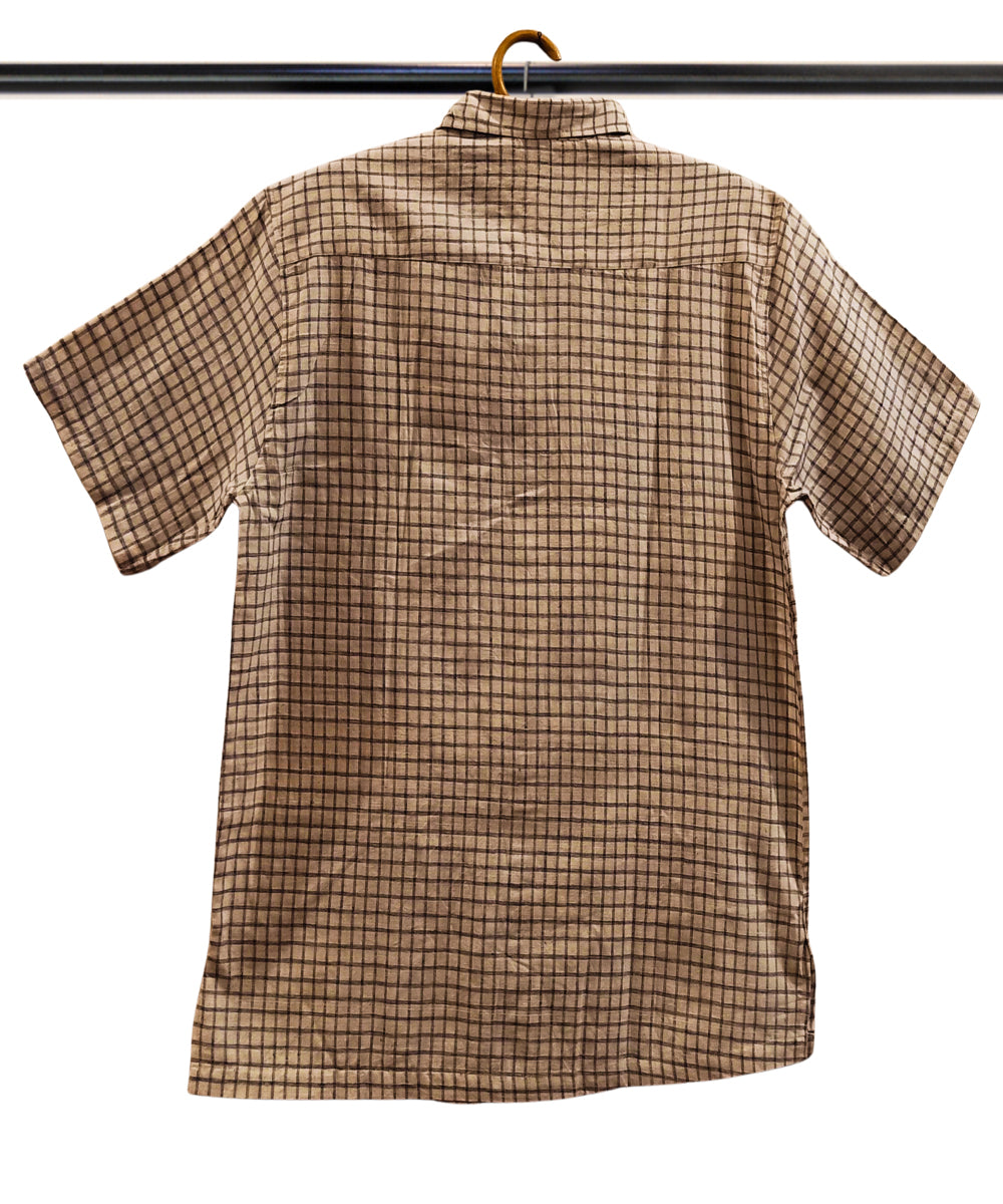 White black half sleeve checks shirt