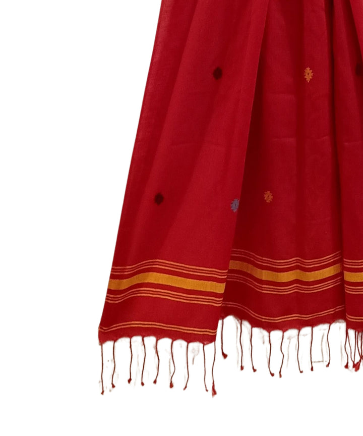 Red handwoven cotton jamdani stole
