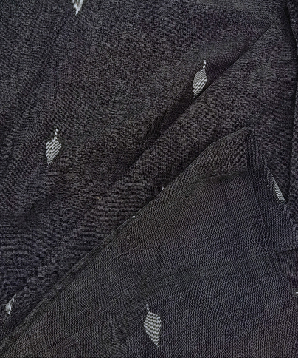 Dark grey handwoven cotton jamdani fabric
