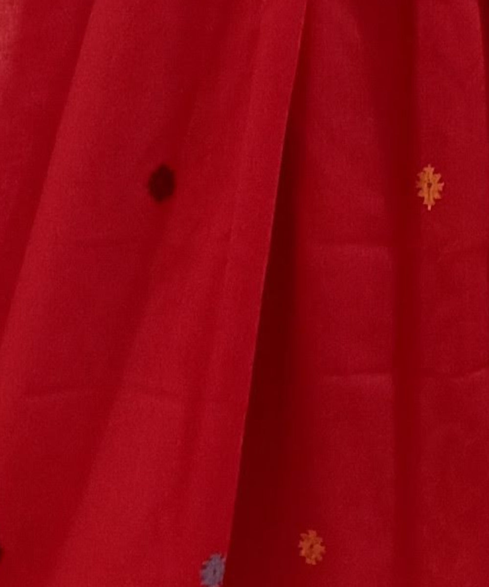 Red handwoven cotton jamdani stole