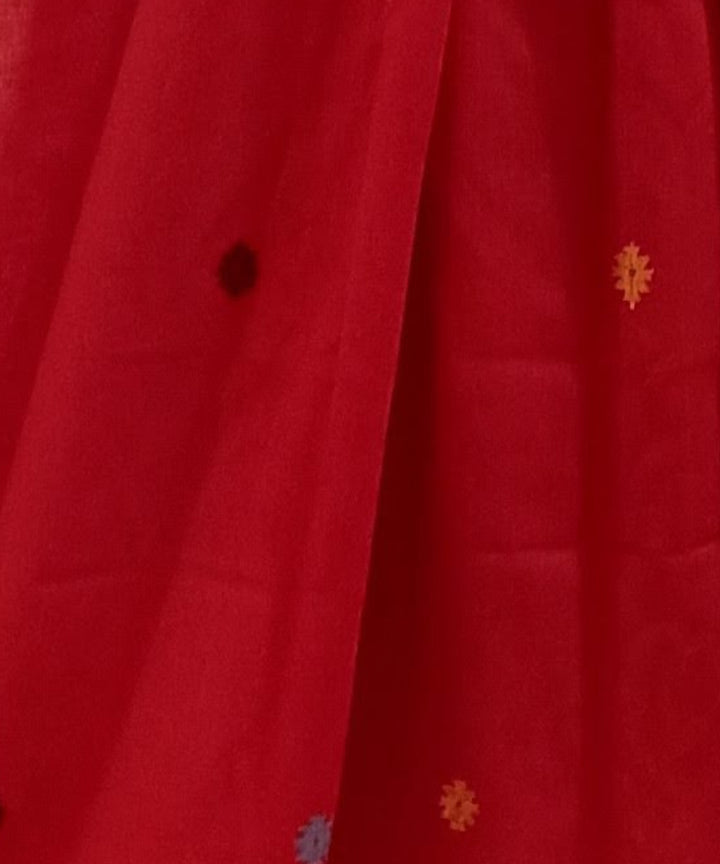 Red handwoven cotton jamdani stole