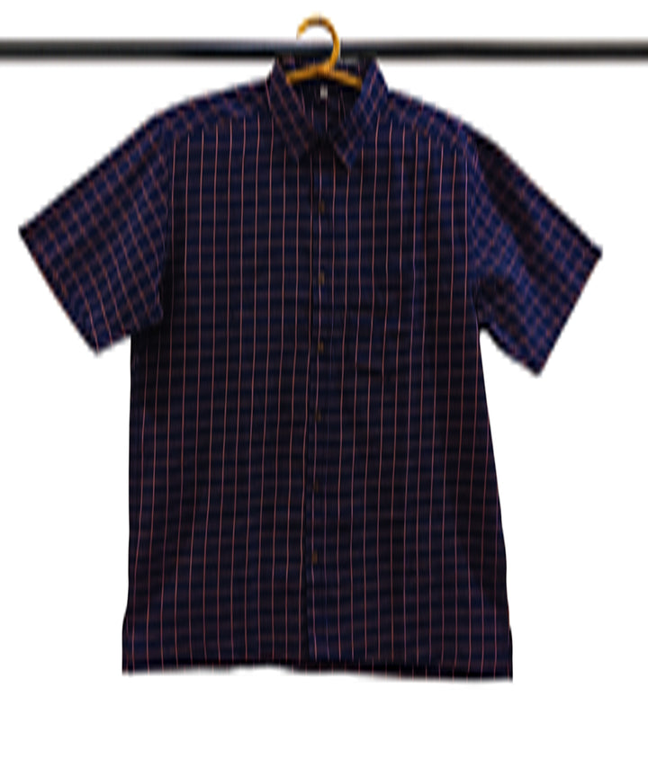 Nany blue rust half sleeve checks shirt