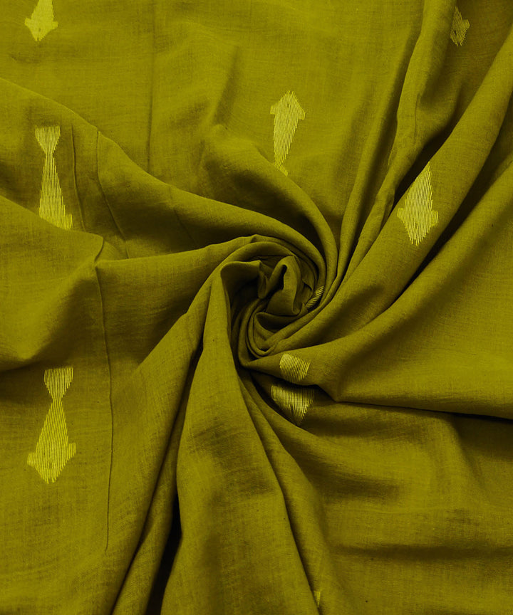 Olive green handwoven cotton jamdani fabric