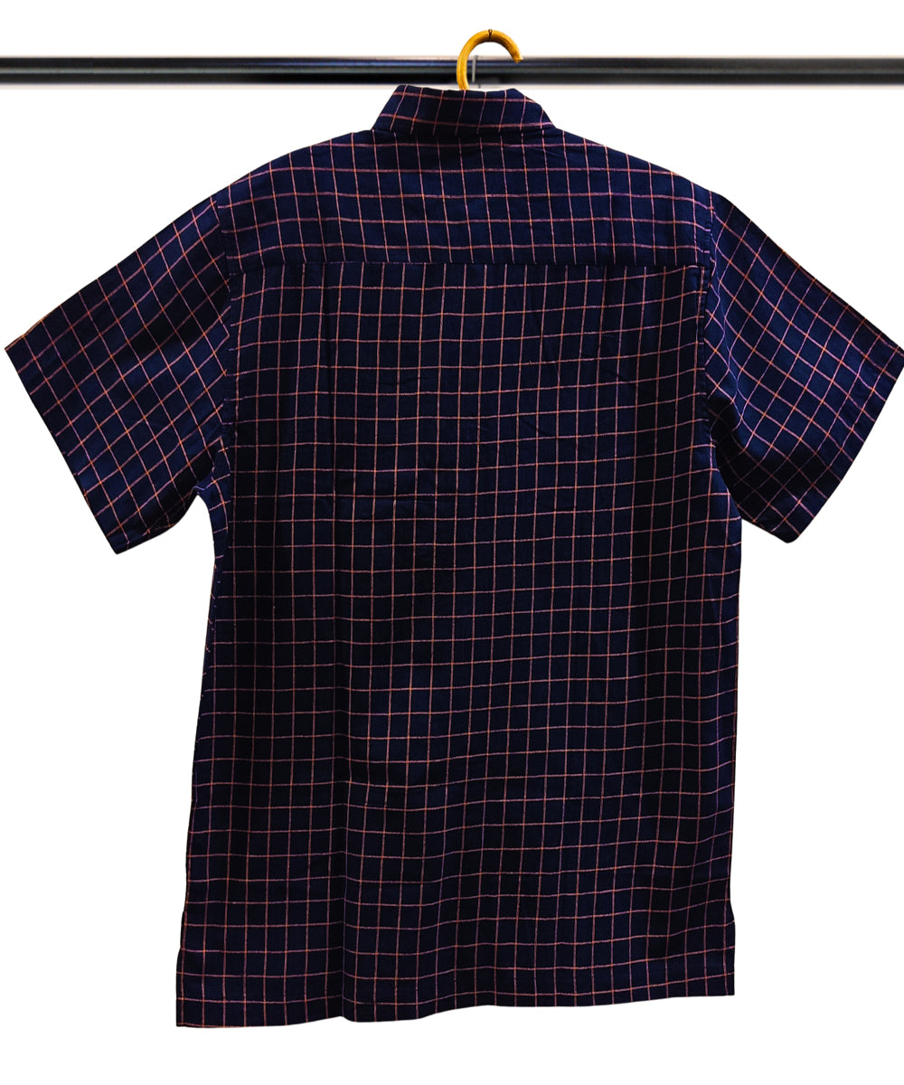 Nany blue rust half sleeve checks shirt