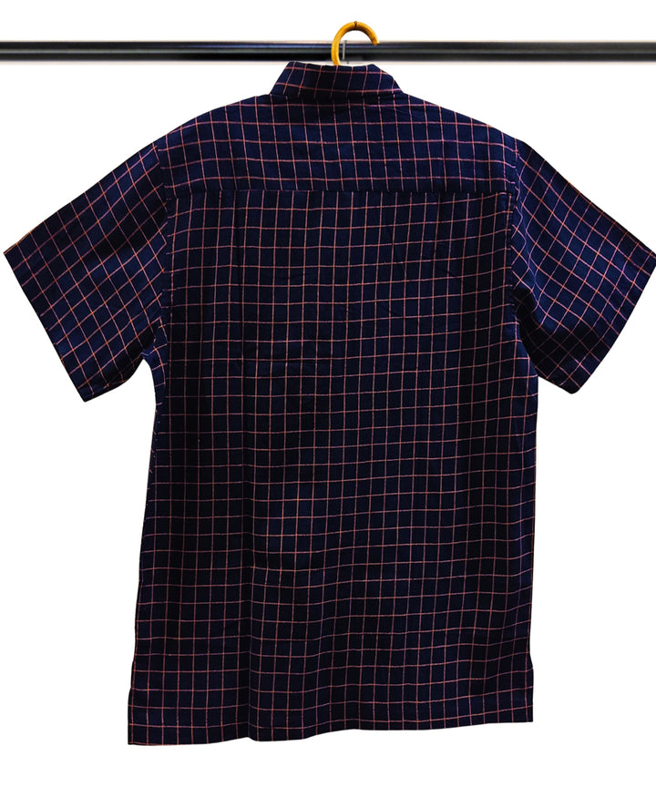 Nany blue rust half sleeve checks shirt