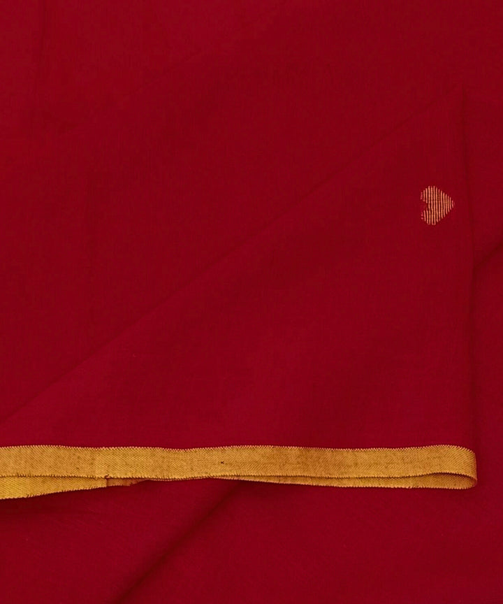 Red yellow motifs handwoven cotton jamdani fabric