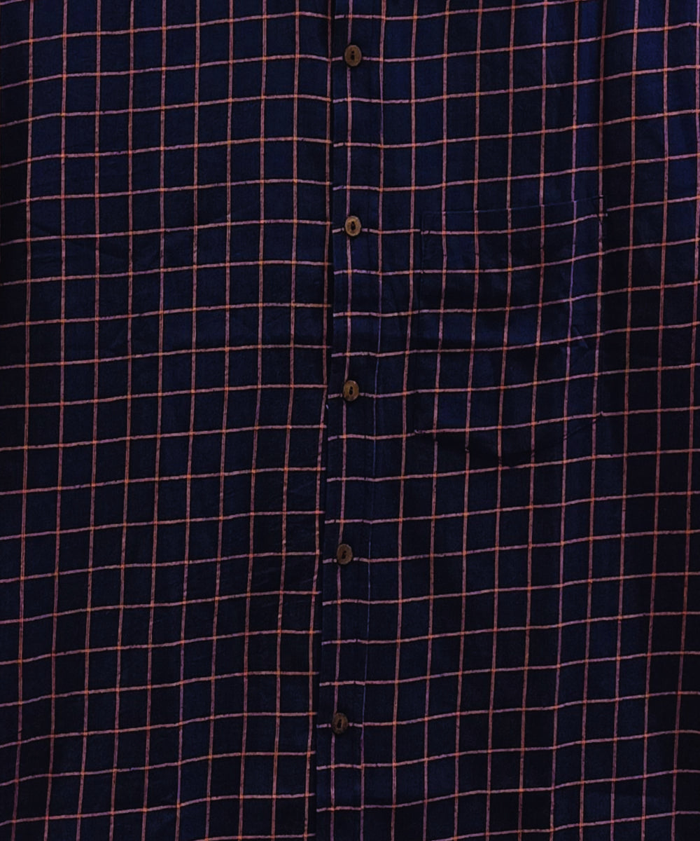 Nany blue rust half sleeve checks shirt