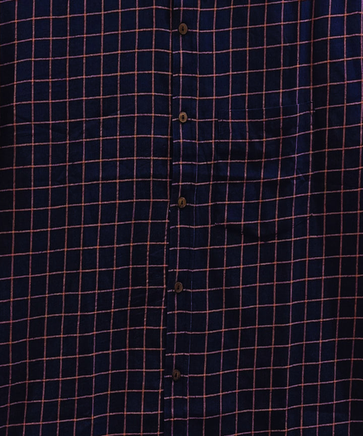 Nany blue rust half sleeve checks shirt