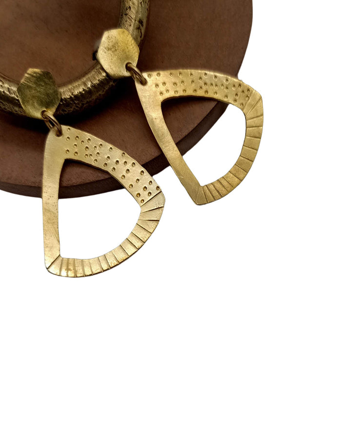 Golden handmade brass earring