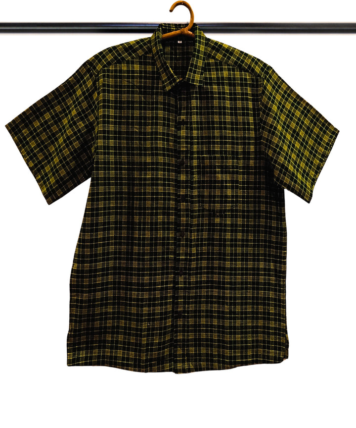 Green yellow half sleeve checks shirt
