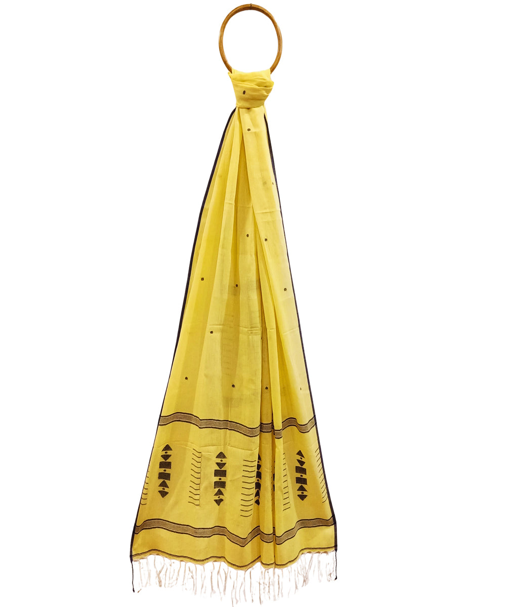 Light yellow handwoven cotton jamdani stole