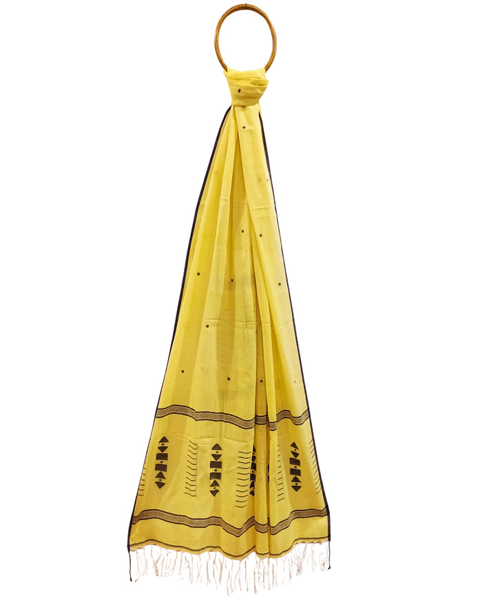 Light yellow handwoven cotton jamdani stole