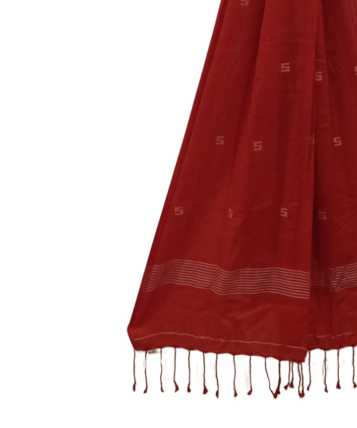 Red handwoven jamdani cotton dupatta