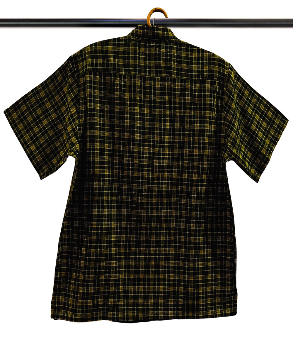 Green yellow half sleeve checks shirt