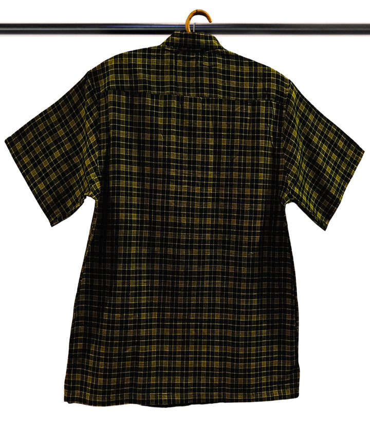 Green yellow half sleeve checks shirt