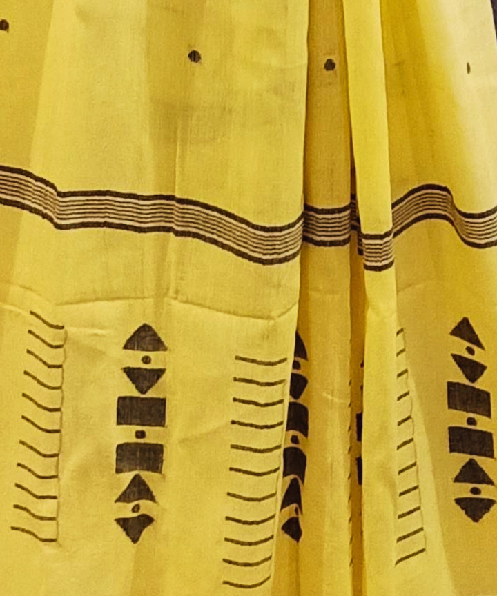 Light yellow handwoven cotton jamdani stole