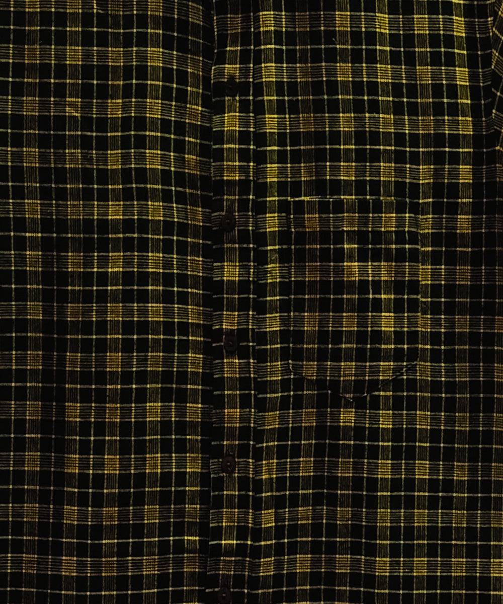 Green yellow half sleeve checks shirt