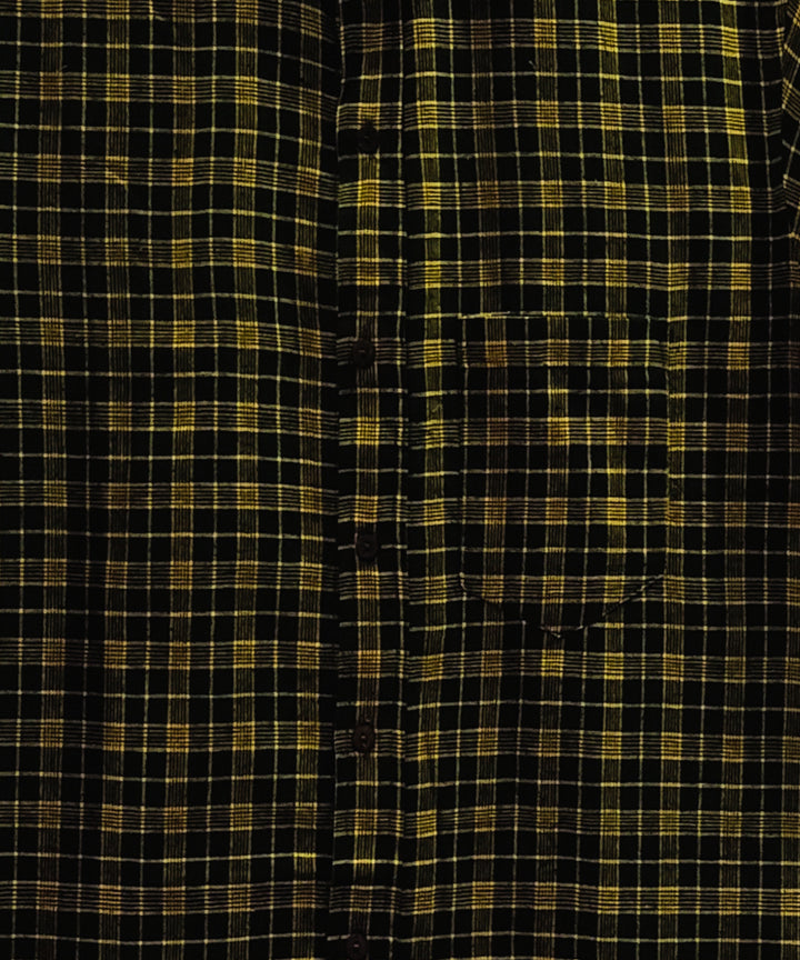 Green yellow half sleeve checks shirt