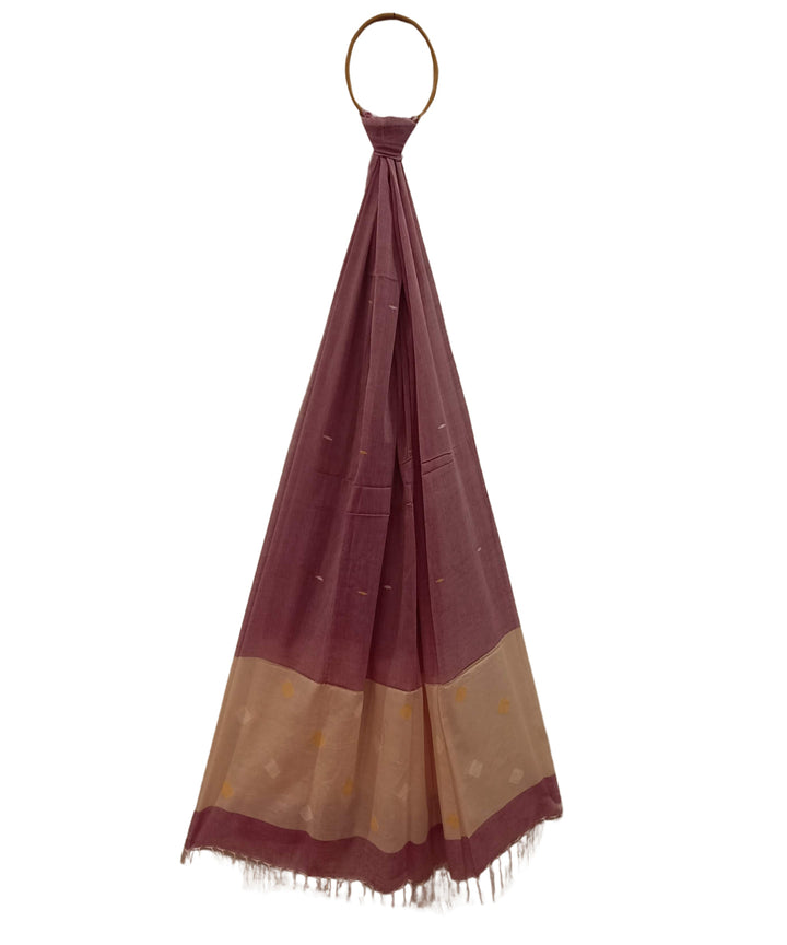 Rust handwoven cotton jamdani dupatta